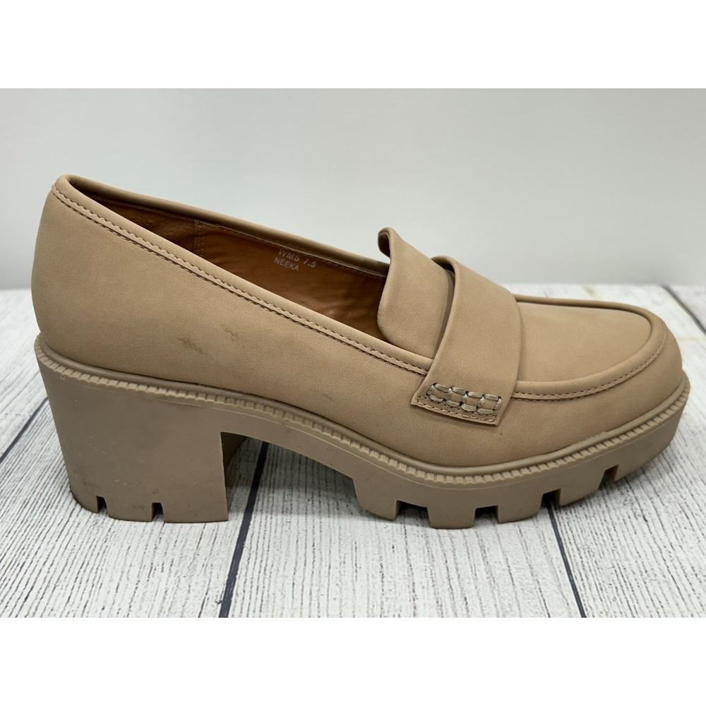 Dolce‎ Vita Neeka Loafers Womens 7.5 Tan Beige Platform Lug Sole Penny Shoes Y2K